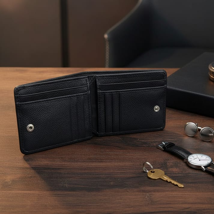 Classic Black Leather Bifold Wallet – For the Modern Gentleman* 🖤