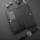*Executive Long Wallet – Black &amp; Tan Leather Collection* ✨